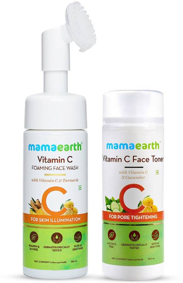 MamaEarth Vitamin C Skin Radiance Combo (Vitamin C Face Wash 150ml + Vitamin Face Toner 200ml) Price in India