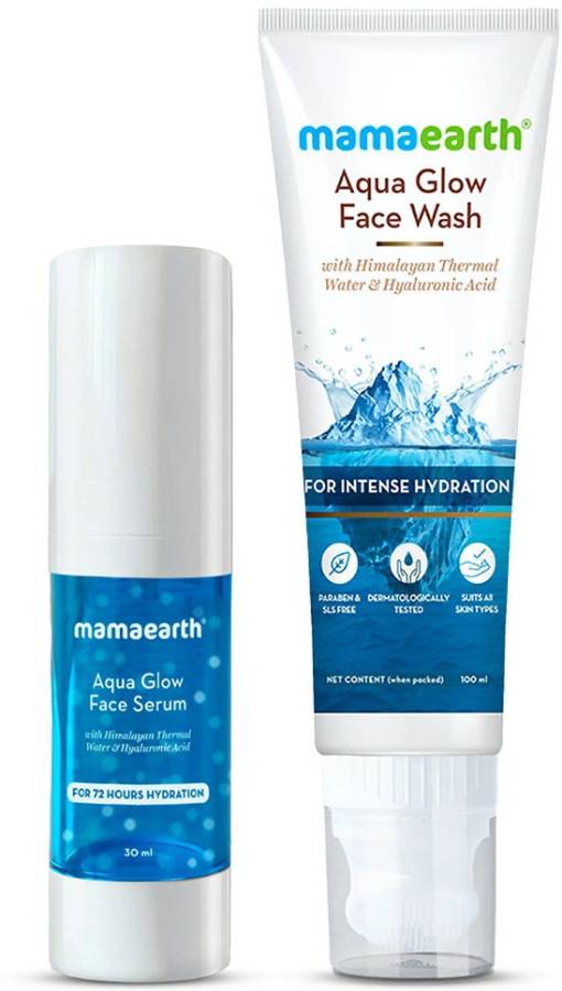 MamaEarth Aqua Glow Rejuvenation Combo (Aqua Glow Face Serum 30ml + Aqua Glow Face Wash 100ml) Price in India