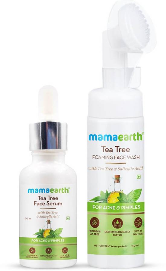 MamaEarth Tea Tree Anti-Acne Combo (Tea Tree Face Serum 30ml + Tea Tree Foaming Face Wash 150ml) Price in India
