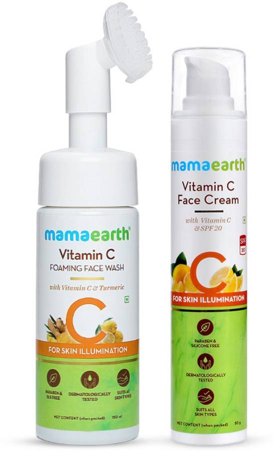 MamaEarth Vitamin C Glow Combo (Vitamin C Face Cream 50g + Vitamin C Face Wash 150ml) Price in India