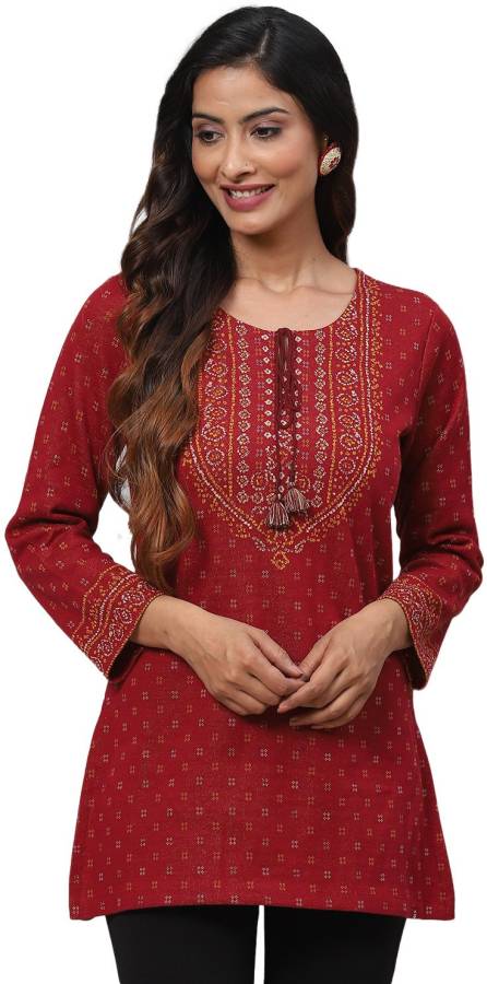 Women Embroidered Polyester Straight Kurta Price in India