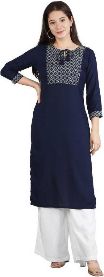 Women Embellished, Embroidered Rayon Straight Kurta Price in India