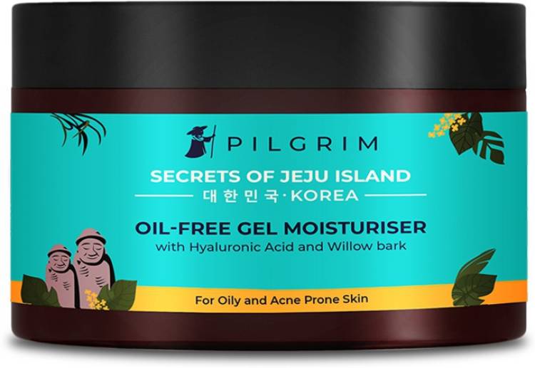 Pilgrim Oil-free Gel Moisturiser with Hyaluronic Acid & Willow Bark Extracts | Suitable for Oily & Acne-Prone Skin Types | Minimizes Pores, Fades Blemishes | Men & Women | Korean Skin Care | 50gm Price in India