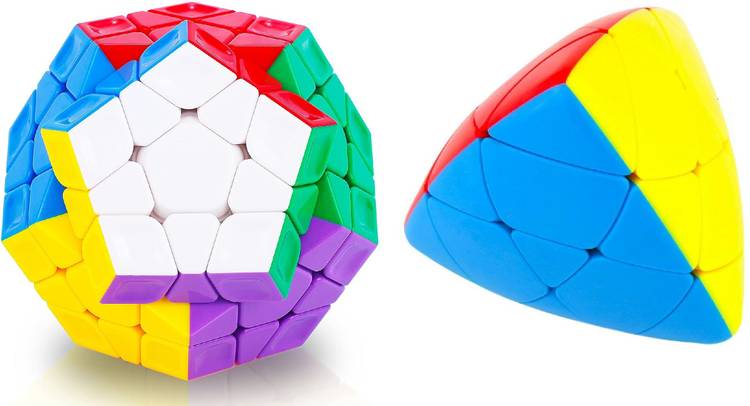 Authfort 3 X 3 Megaminx Sculpted Stickerless Pentagon cube and mastermorphix cube Triangle High Speed Stickerless Cube combo pack of 2