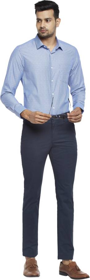 Men Slim Fit Printed Spread Collar Formal Shirt Price in India