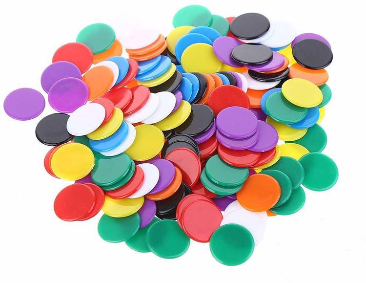 THE LABWORLD Plastic Counter 2.5x2.5 cm coin chips tokens disc tiles for counting kids,shops,home,school ,100 pieces game activity learning for kids school casino,etc.