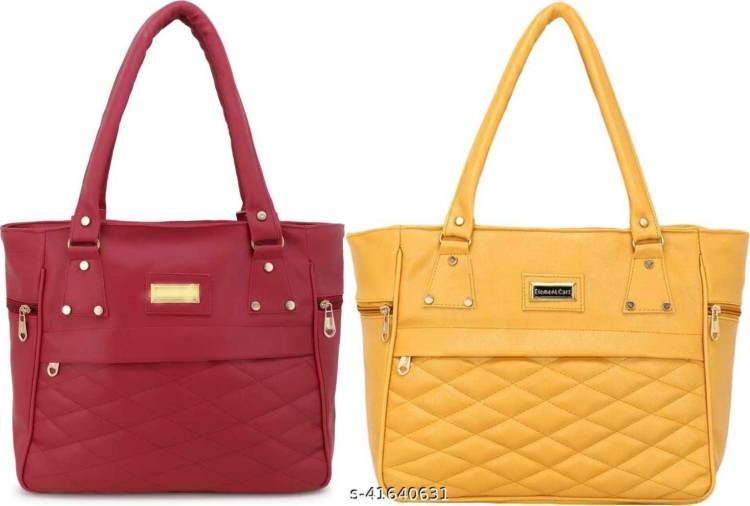 Women Maroon, Yellow Hand-held Bag - Extra Spacious Price in India