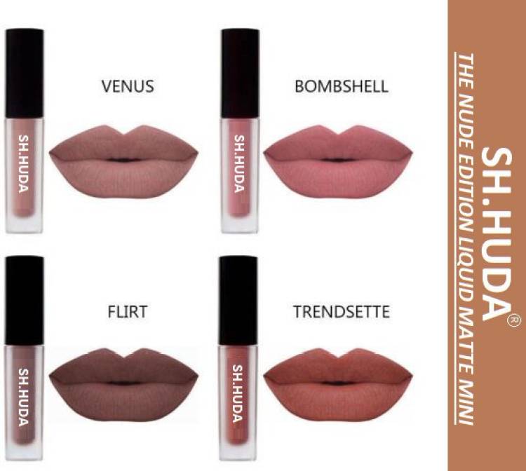 Sh.Huda beauty Nude Edition Long Lasting Sensational Liquid Matte Lipstick Non Transfer Set Of4 Nude Shades pack Quality Price in India