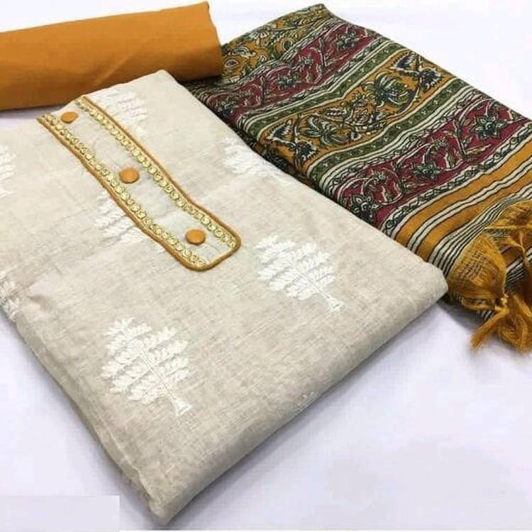 Cotton Embroidered Kurta & Patiyala Material Price in India