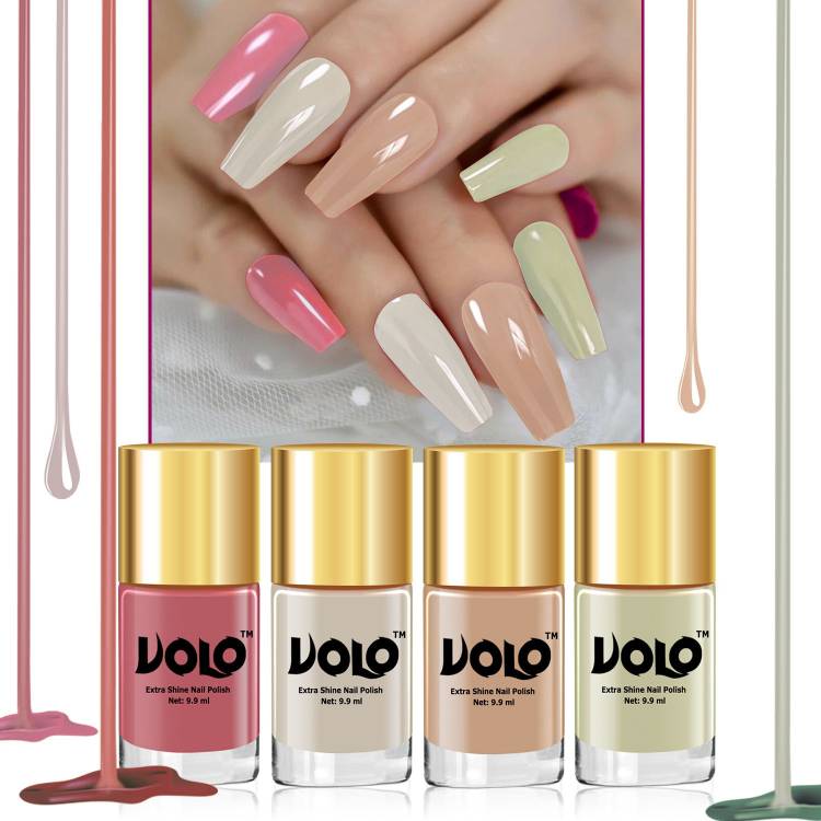 Volo Intense Shine Nail Polish Long Running (Set-01) Mischievous Mint, Tan, Nude, Light Nude Price in India