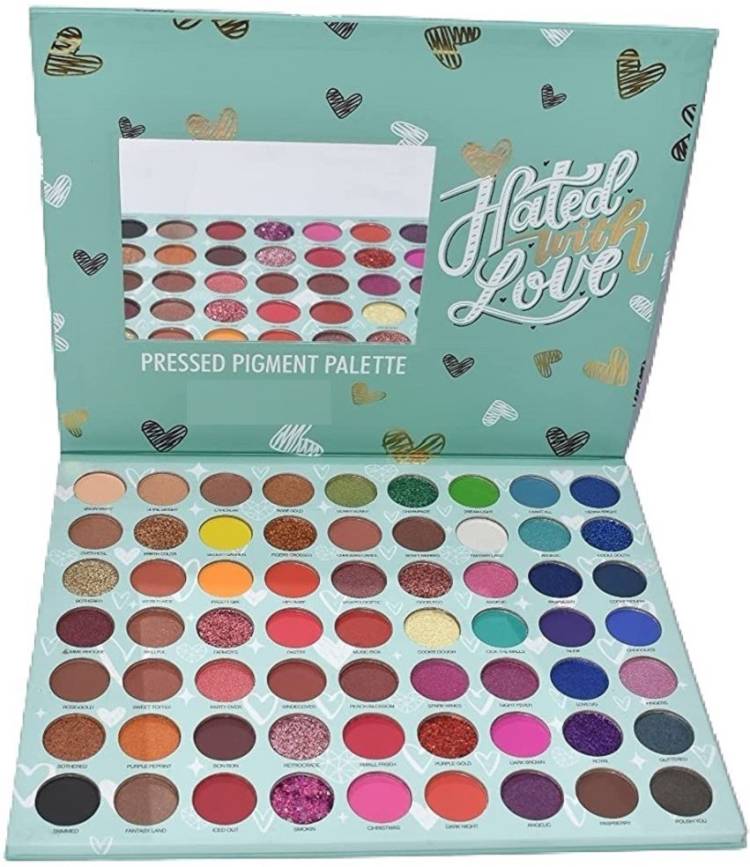 teayason Glam Edtion 63 Colors Matte, Shimmery & Glittery Highly Pigmented Pressed Powder Hated with Love Beauty EyeShadow Eye Shadow Palette Blue 70 g Price in India