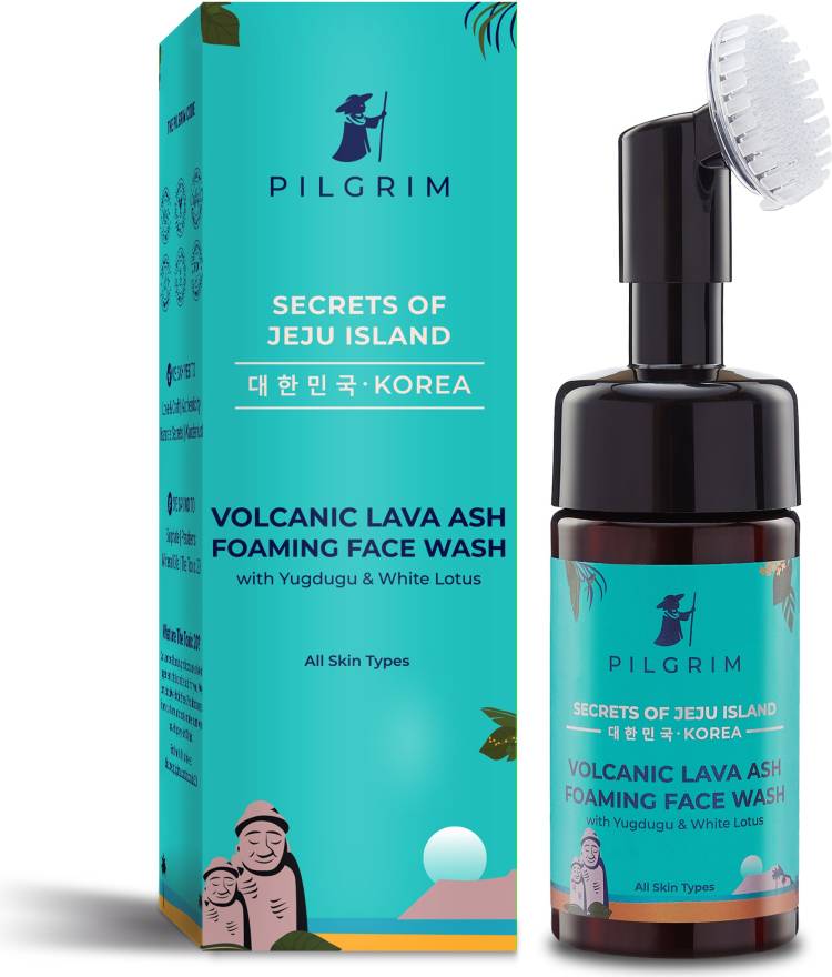 Pilgrim Volcanic Lava Ash Foaming  with Built In Brush for Deep Cleansing | Korean Skin Care Products | 100% Safe on All Skin Types | For Men & Women | SLS & Paraben Free | 120 ml Face Wash Price in India