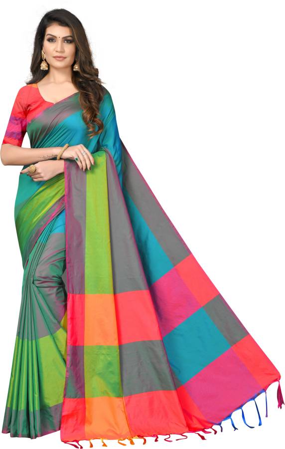 Color Block Arani Pattu Art Silk Saree Price in India