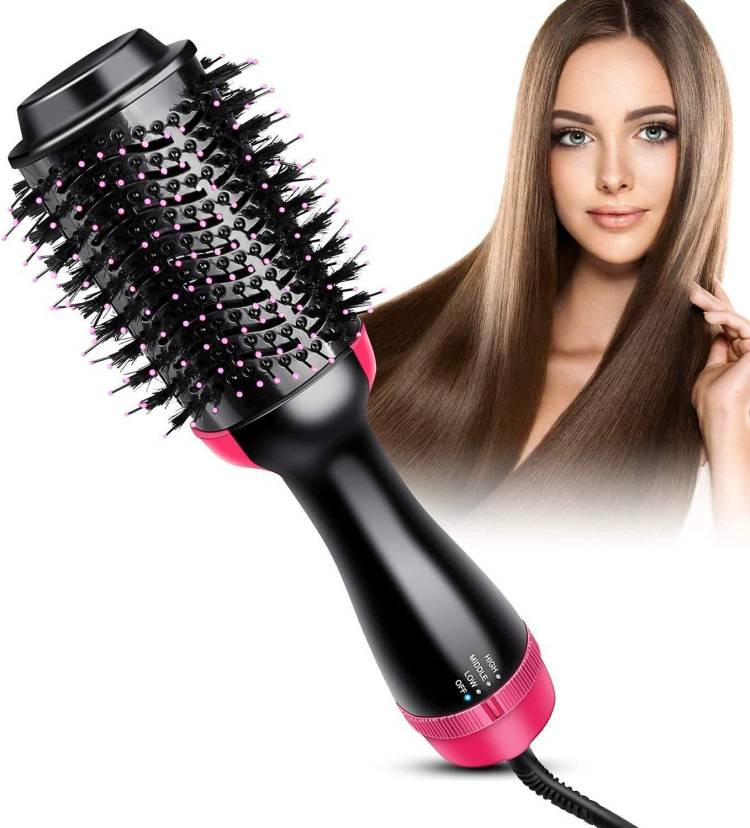 Tlismi Portable Salon Electric Blow Hair Curler Dryer and Styler Comb Oval Hot Air Brush Straightener Volumizer with Ionic Technology for Men Women Hair Straightener Brush Price in India