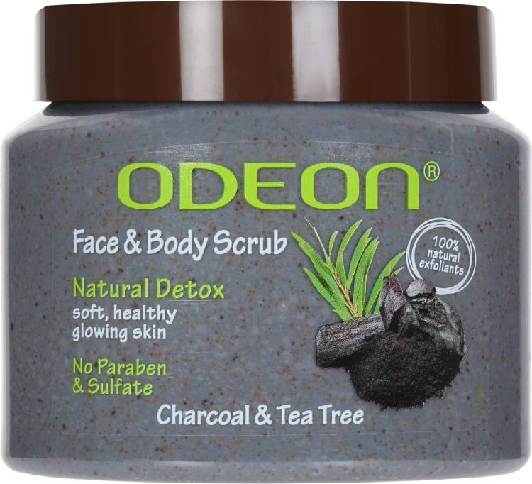 ODEON CHARCOAL AND TEA TREE FACE AND BODY SCRUB 300ML Scrub Price in India