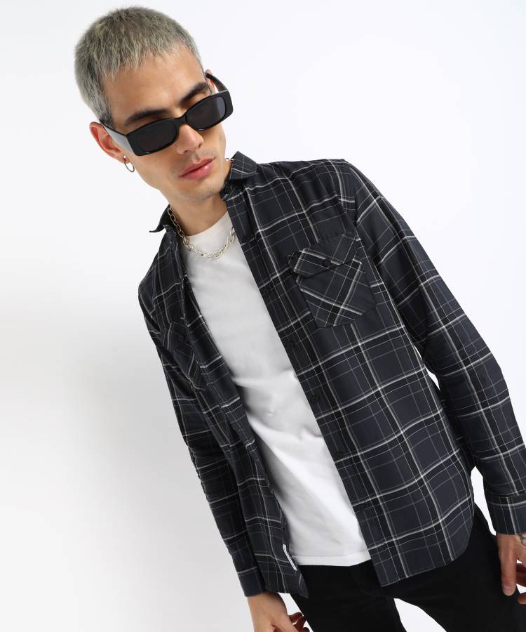 Men Slim Fit Checkered Casual Shirt Price in India