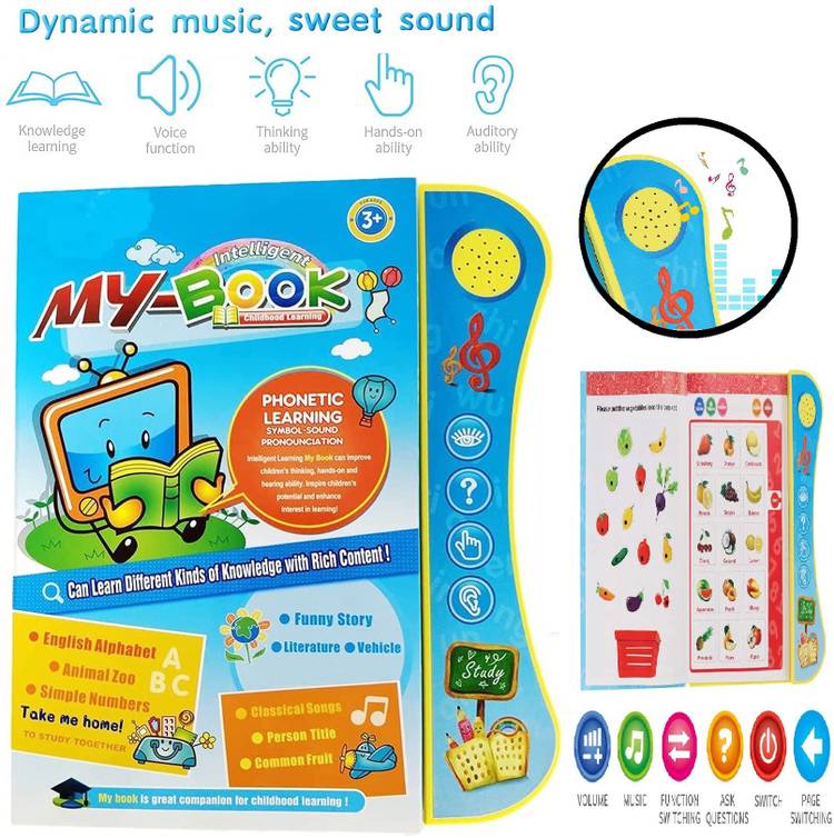 Bestie Toys Intelligent Smart Talking My Book Kids Toys English Learning E-Book Electronic Sound Early Learning Toy for Kids Boys Girls, Life Knowledge Preschool Best Gifts for Kids