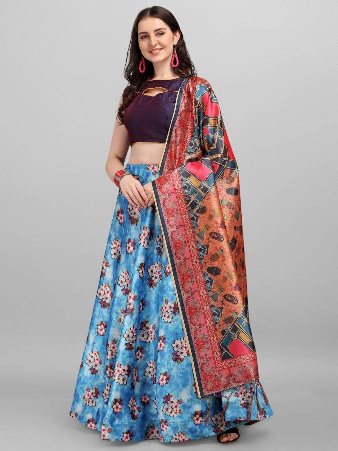 Floral Print Semi Stitched Lehenga Choli Price in India