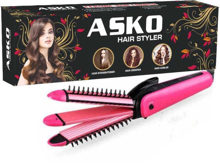 ASKO ir Curler, Hair Straightener & Hair Crimper with Ceramic Plate. H 3 In 1 Hair Care Collection of Electric Haair Styler Hair Straightener Price in India