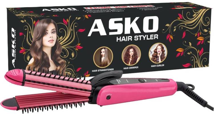 ASKO 3 In 1 Hair Care Collection of Electric Hair Curler, Hair Straightener & Hair Crimper with Ceramic Plate. Hair Styler Hair Straightener Price in India