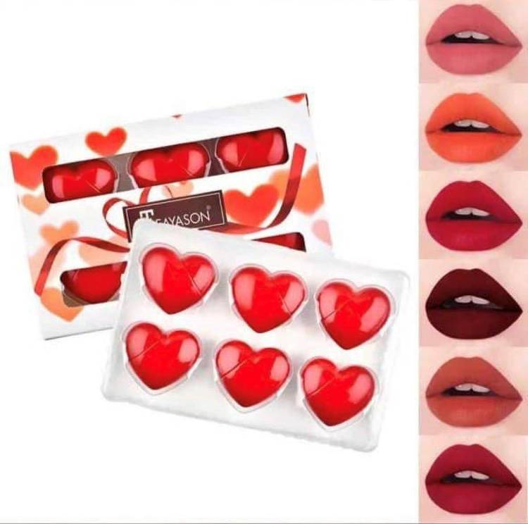 Derol Heart-shaped Lip Glaze Long-lasing Waterproof Non-stick Cup Lip Dyeing Liquid Lip Gloss 6pcs Set Price in India