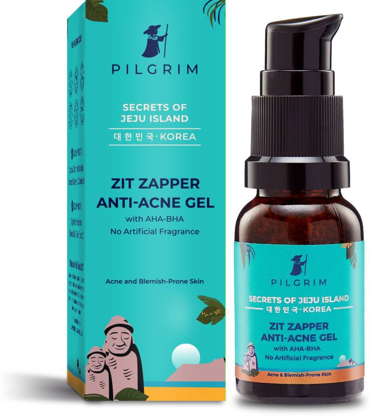 Pilgrim Zit Zapper Anti-Acne Gel with AHA-BHA for Active Acne & Zits | Reduces Breakouts | Suitable for Oily and Acne-Prone, Combination Skin | For Men & Women | Korean Skin Care Products | 15gm Price in India