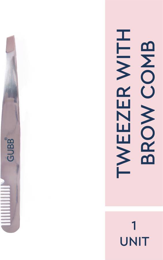 GUBB Eyebrow Tweezer And Plucker Slant Tip With Eyebrow Shaper Comb For Men And Women Price in India