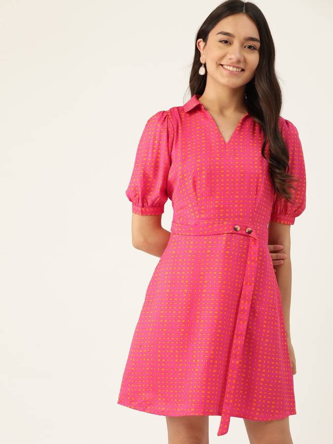 Women A-line Pink Dress Price in India