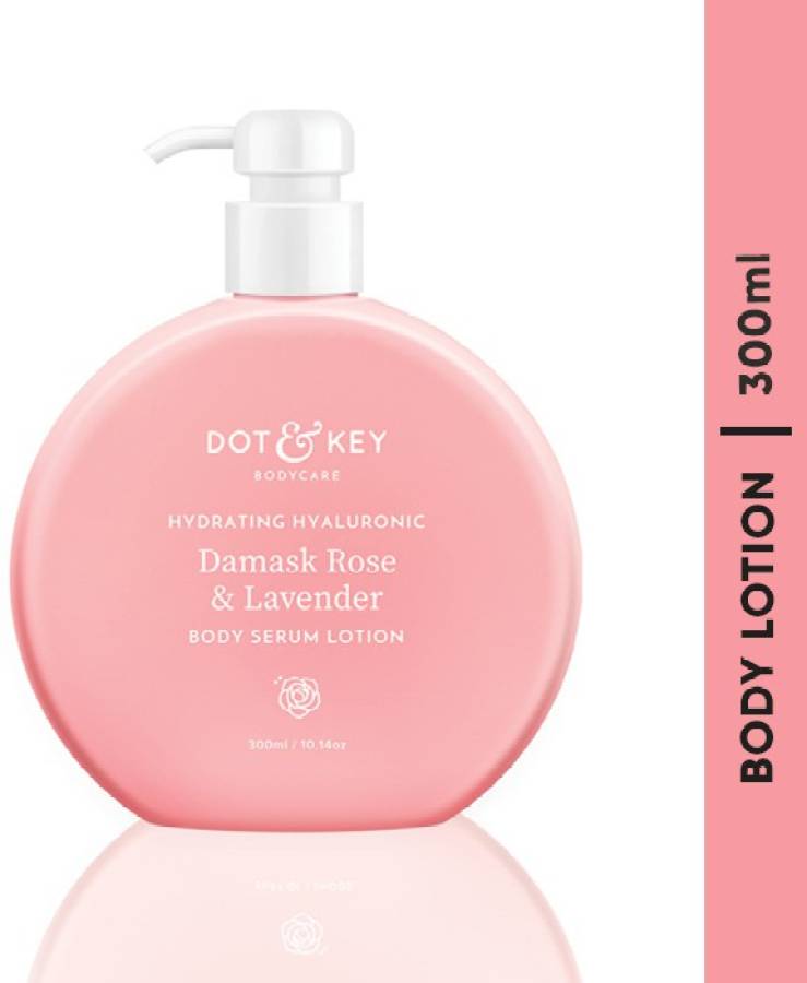 Dot & Key Hydrating Hyaluronic Damask Rose & Lavender Body Serum Lotion, Moisturization and Hydration, or All Skin Types , All seasons, Lightweight Body Lotion | 300ml Price in India
