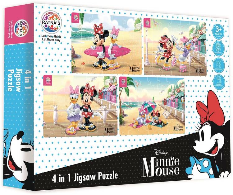 RATNA'S Disney Minnie Mouse 4in1 jigsaw puzzle for Kids (140 Pieces) (2504)