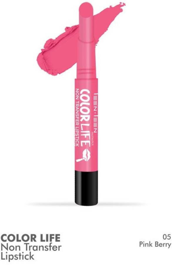 Teen.Teen COLORLIFE NON TRANSFER WATER PROOF LONG LASTING MATTE LIPSTICK (M-05 PINK BERRY, 2.1 g) Price in India