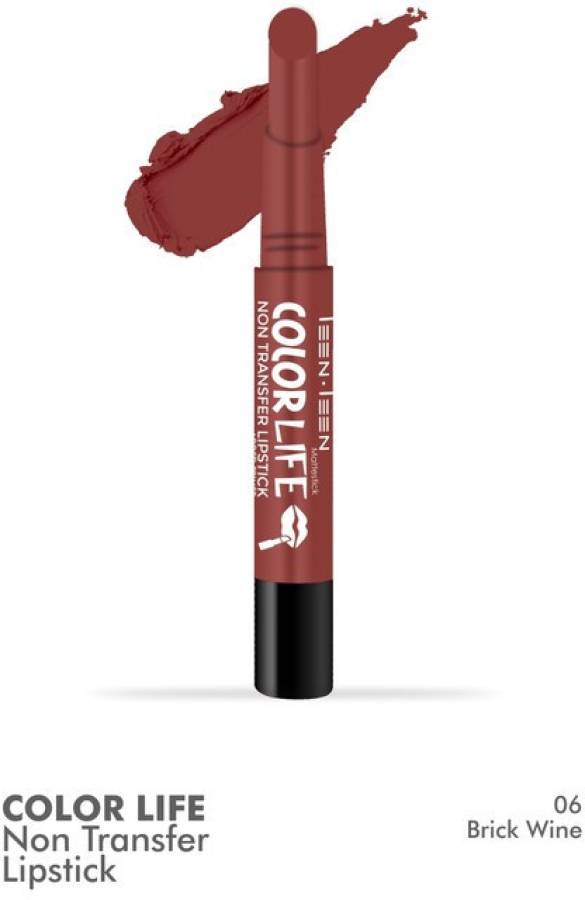 Teen.Teen COLORLIFE NON TRANSFER WATER PROOF LONG LASTING MATTE LIPSTICK (M-06 BRICK WINE, 2.1 g) Price in India