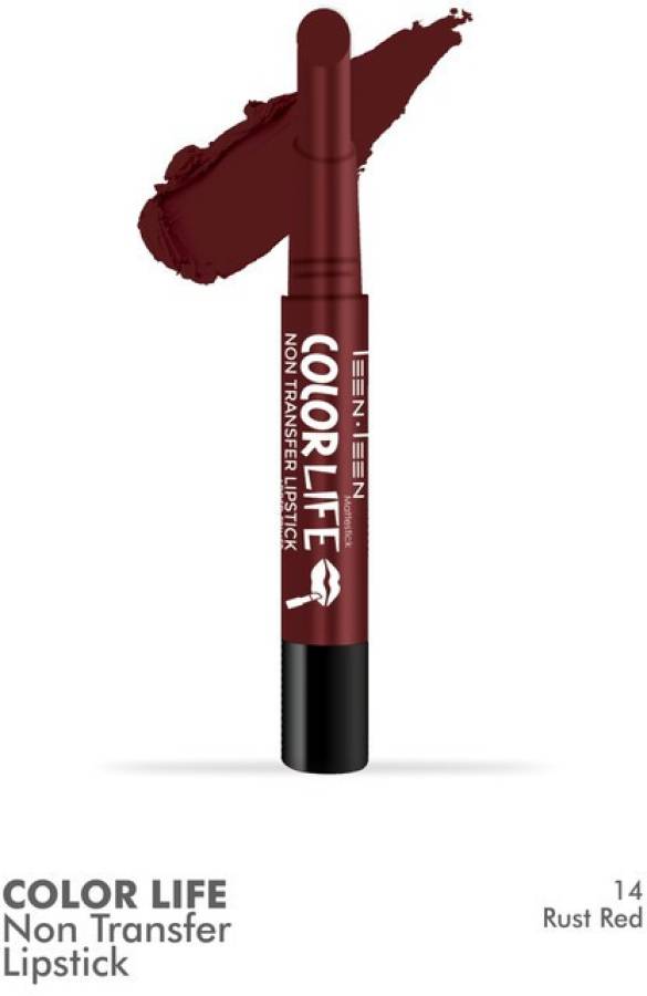 Teen.Teen COLORLIFE NON TRANSFER WATER PROOF LONG LASTING MATTE LIPSTICK (M-14 RUST RED, 2.1 g) Price in India