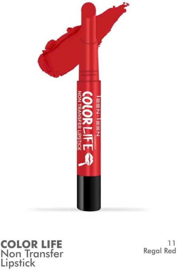 Teen.Teen COLORLIFE NON TRANSFER WATER PROOF LONG LASTING MATTE LIPSTICK (M-11 REGAL RED, 2.1 g) Price in India
