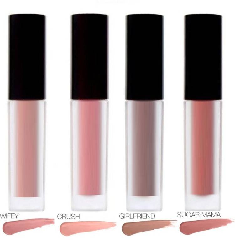 GLOWY Nude Edition Long Lasting Sensational Beauty Liquid Matte Non Transfer Lipstick Set Of 4 Price in India