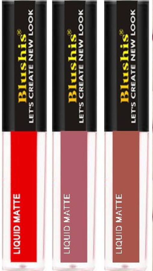 BLUSHIS High Defination Smudge proof Sensational Velvet Melt Mini Lip colour Combo Pack of 3 Nude and Red Colour Price in India