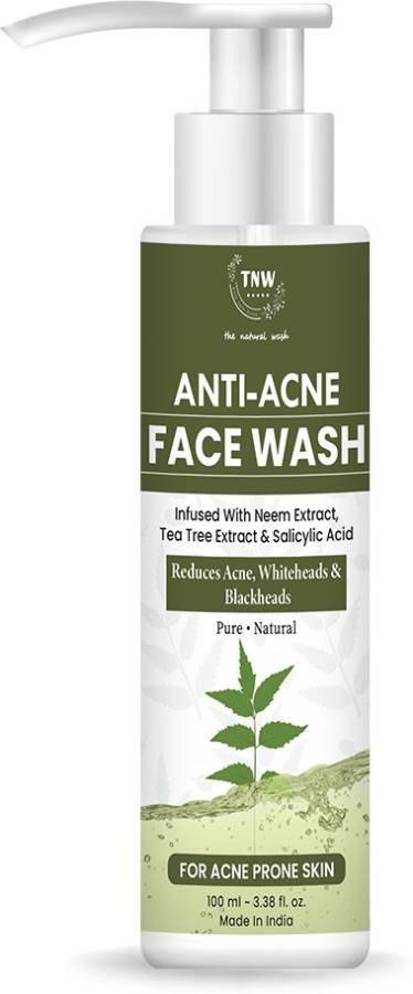 TNW - The Natural Wash Anti-Acne  Infused With Neem Extract, Tea Tree Extract & Salicylic Acid - Reduces Acne, Whiteheads & Blackheads | Pure Natural| For Acne Prone Skin | (100ml) Face Wash Price in India