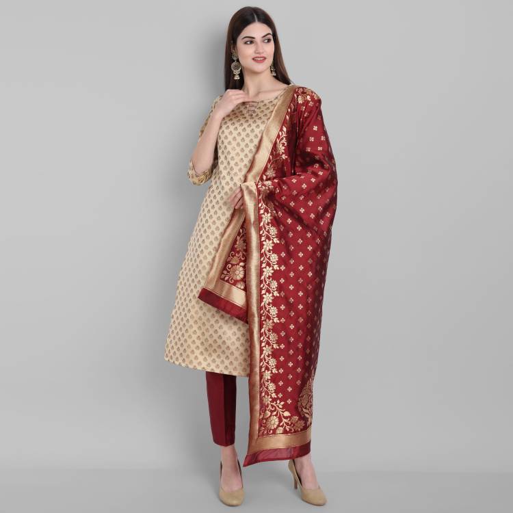 Silk Floral Print Salwar Suit Material Price in India