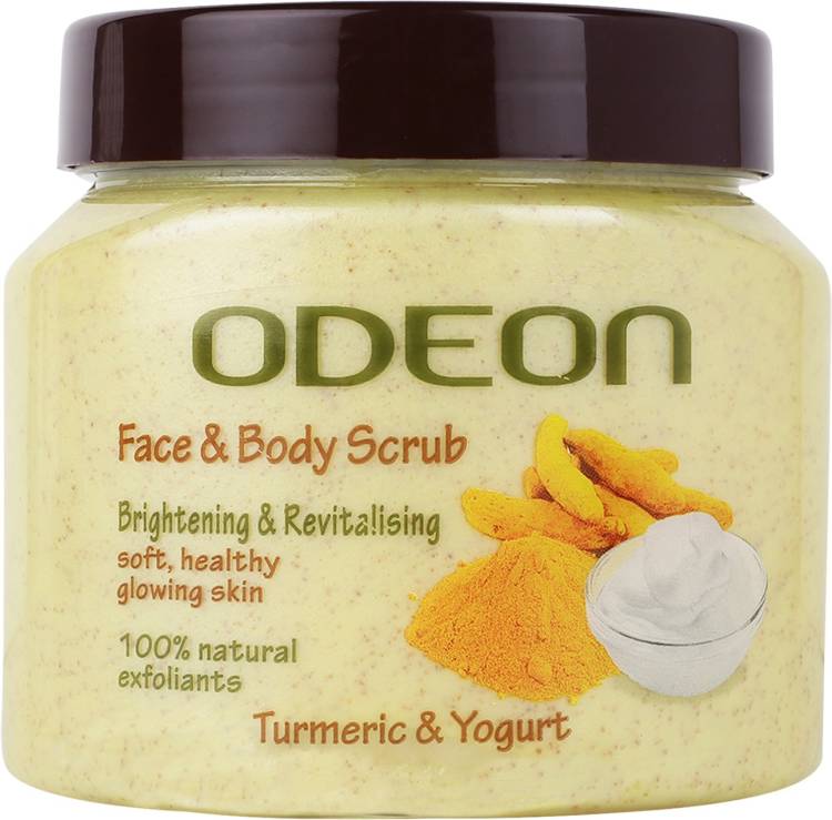 ODEON Turmeric & Yogurt Face and Body Scrub, 300ML | Brightening & Revitalising Scrub Price in India
