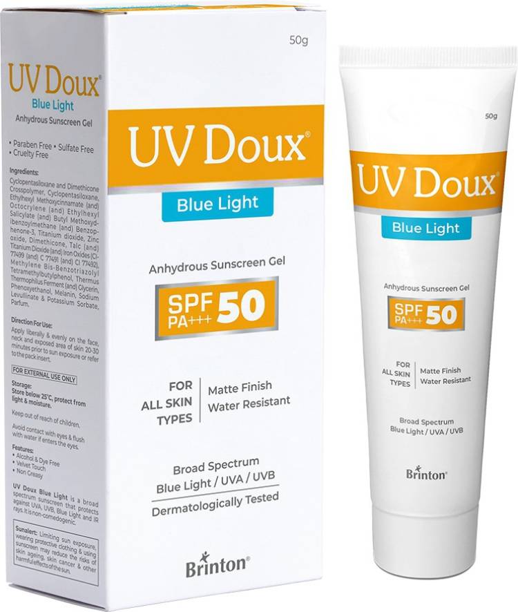 Brinton UV Doux Blue Sunscreen Gel SPF 50 pa+++ UVA/UVB With Broad Spectrum, Water Resistant Best SPF Sunscreen - SPF 50 PA+++ Price in India