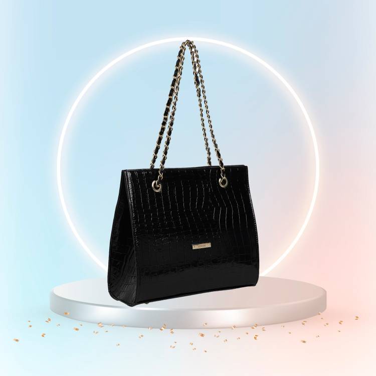 Women Black Shoulder Bag - Extra Spacious Price in India