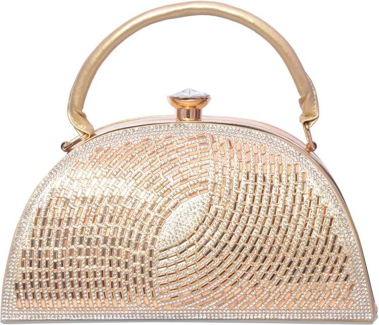 Party, Formal, Casual Gold  Clutch  - Regular Size Price in India