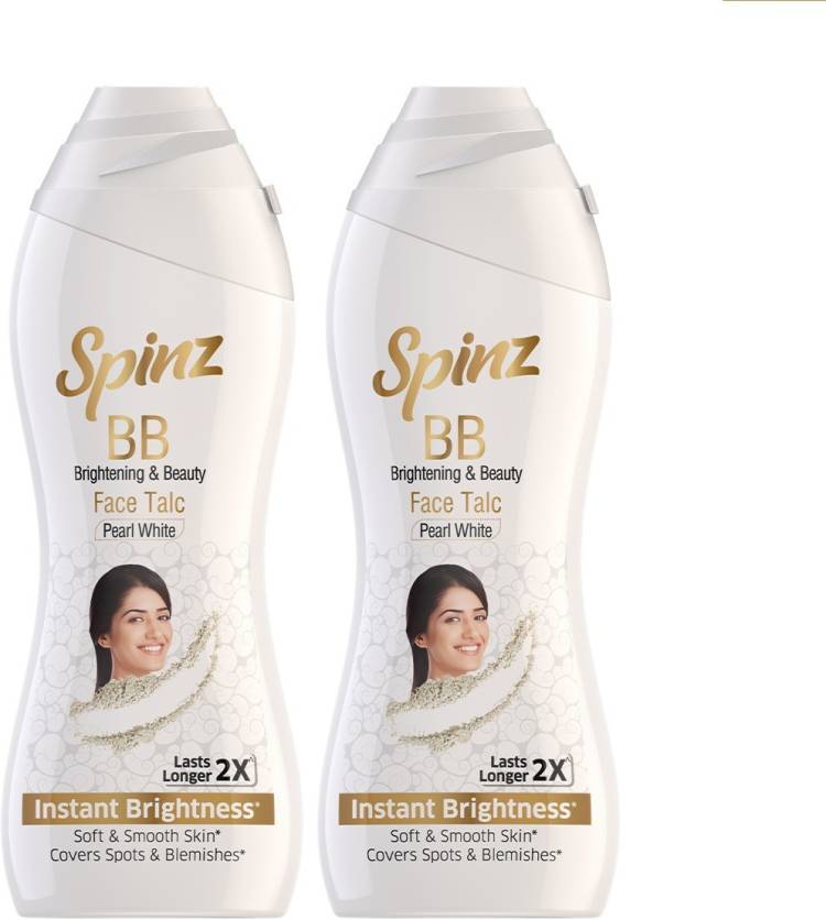 Spinz BB Brightening & Beauty Face Talc for Instant Brightness that Lasts 2X Longer, Covers Dark Spots and Blemishes, Gives Soft and Smooth Skin, (Pearl White) - 80 g, Combo of 2 Price in India