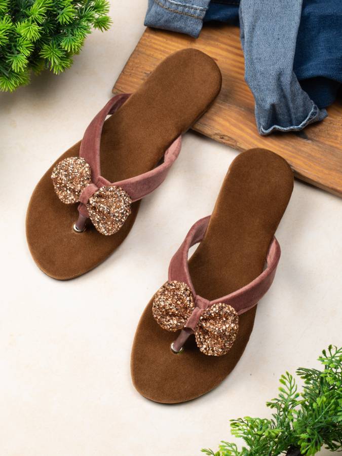 Women Pink, Beige Flats Sandal Price in India