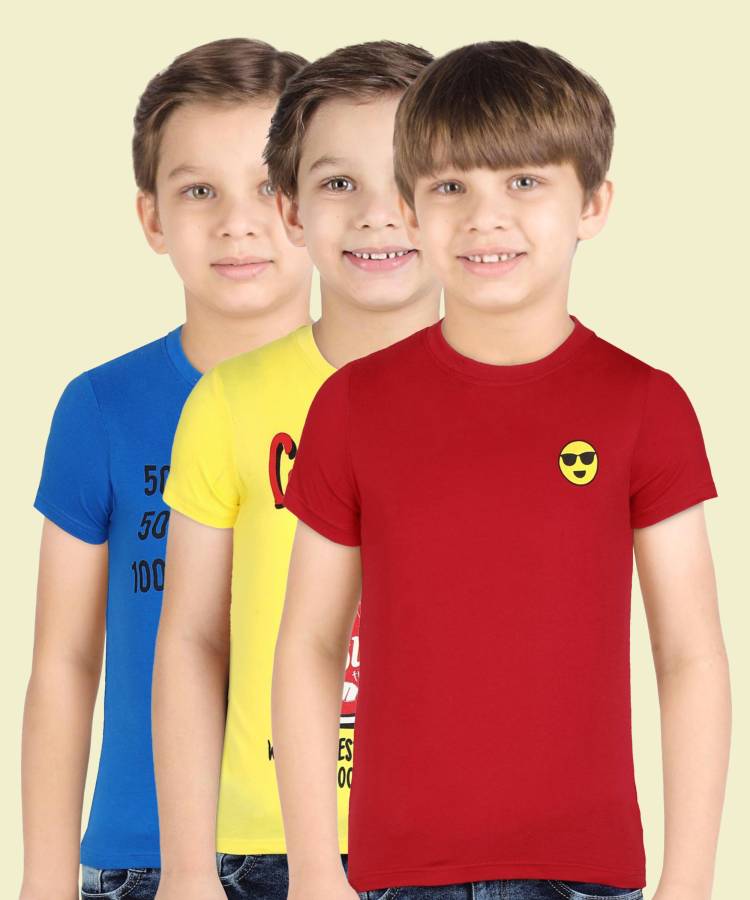 Boys Printed Pure Cotton T Shirt Price in India
