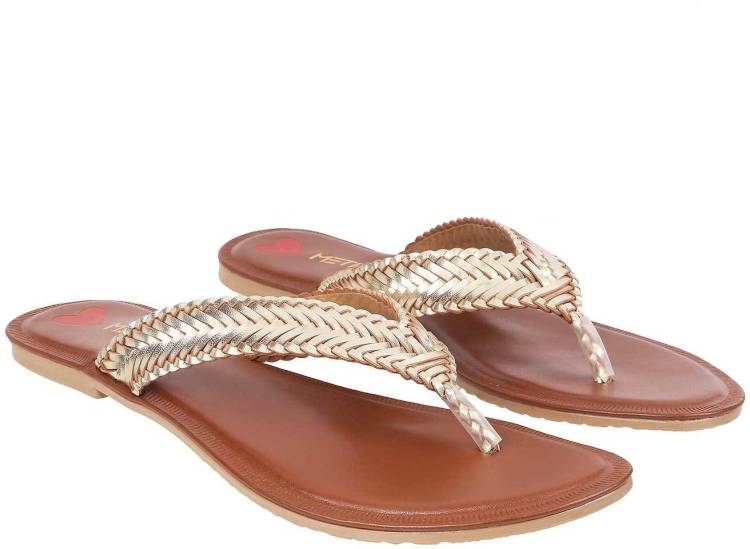 Women Gold Flats Sandal Price in India