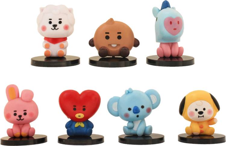 OFFO BT21 Tiny Tans (Set of 7)| BTS / BT21 Action Figure Collectibles Merchandise For BTS Army and Kpop Lovers (Size : 7-8 cm) | BT21 Sitting |