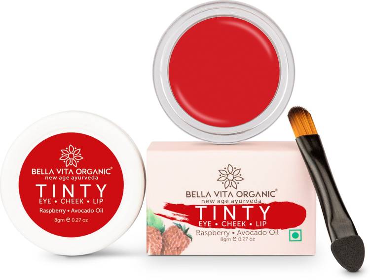 Bella vita organic Lip, Eye And Cheek Tint Raspberry Tinty 3 In 1 Tint, Blush & Eyeshadow With Free Applicator Brush Moisturizing & Nourishing With Avocado Oil Lip Stain Price in India