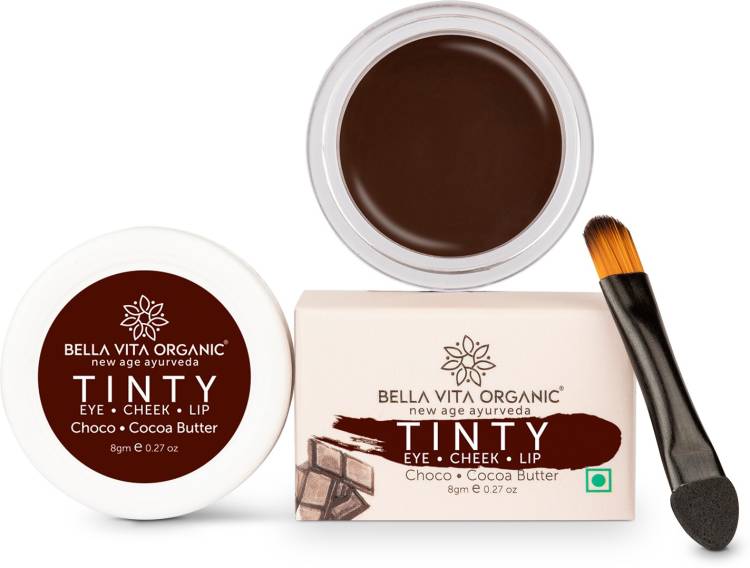 Bella vita organic Lip, Eye And Cheek Tint Choco Tinty 3 In 1 Tint, Blush & Eyeshadow With Free Applicator Brush Moisturizing & Nourishing With Cocoa Butter Lip Stain Price in India
