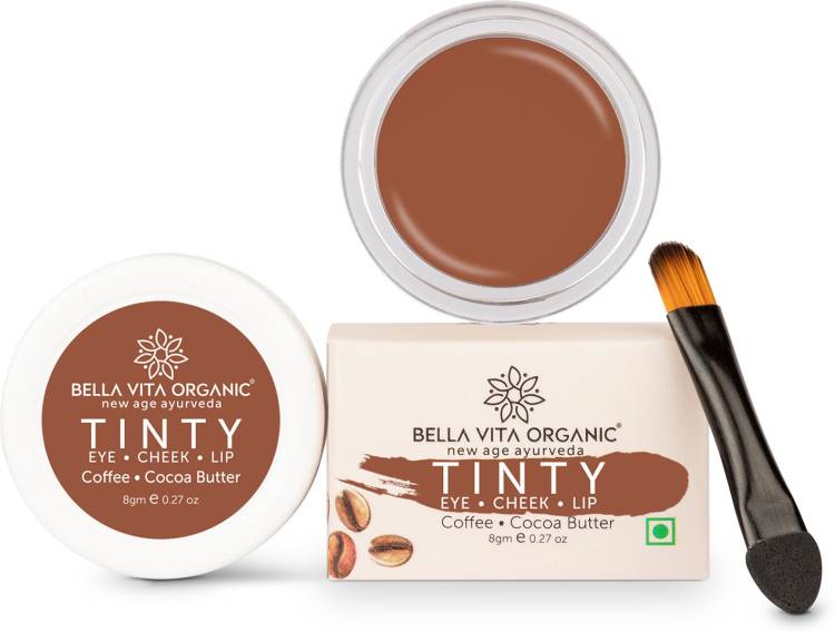Bella vita organic Lip, Eye And Cheek Tint Coffee Tinty 3 In 1 Tint, Blush & Eyeshadow With Free Applicator Brush Moisturizing & Nourishing With Cocoa Butter Lip Stain Price in India